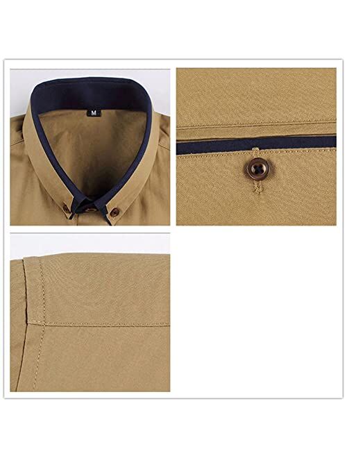 UIOKLMJH Men's Summer Short Sleeves Business Shirt Men Turn-Down Collar Tuxedo Shirts Big Size