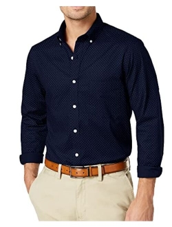 Damorong Mens Long Sleeve Button Down Dress Shirts Casual Collared Polka Dot Regular Fit Shirts