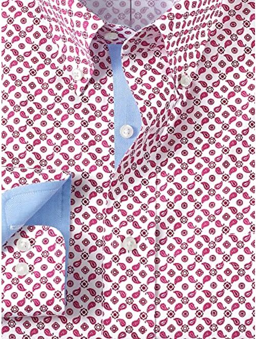 Paul Fredrick Men's Classic Fit Non-Iron Cotton Blend Paisley Dress Shirt