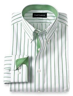 Paul Fredrick Men's Tailored Fit Non-Iron Cotton Stripe Dress Shirt