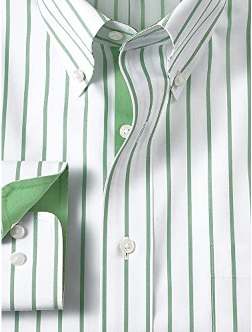 Paul Fredrick Men's Tailored Fit Non-Iron Cotton Stripe Dress Shirt