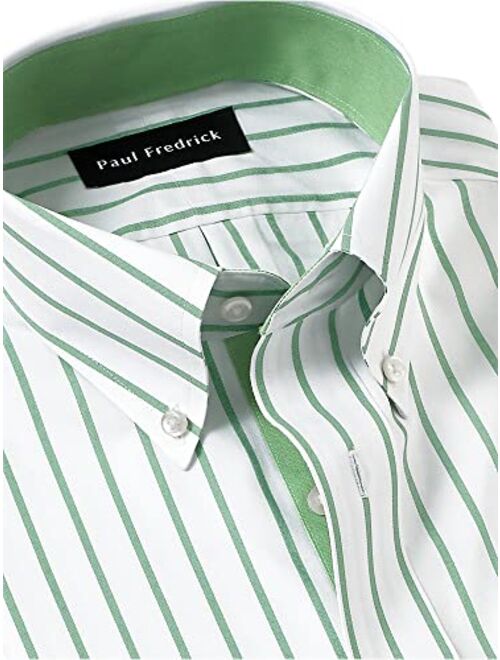 Paul Fredrick Men's Tailored Fit Non-Iron Cotton Stripe Dress Shirt