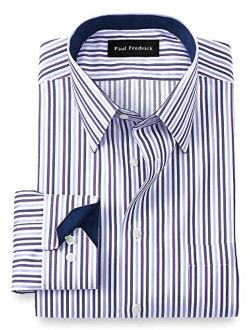 Paul Fredrick Men's Classic Fit Non-Iron Cotton Stripe Dress Shirt