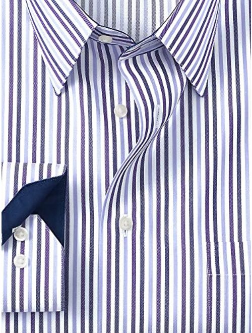 Paul Fredrick Men's Classic Fit Non-Iron Cotton Stripe Dress Shirt