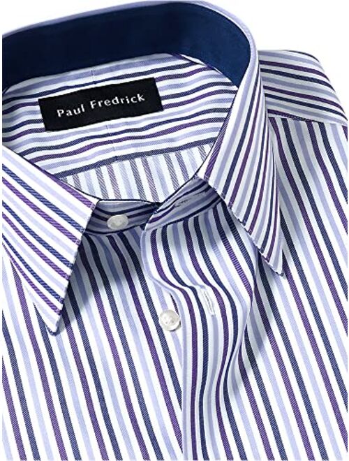 Paul Fredrick Men's Classic Fit Non-Iron Cotton Stripe Dress Shirt