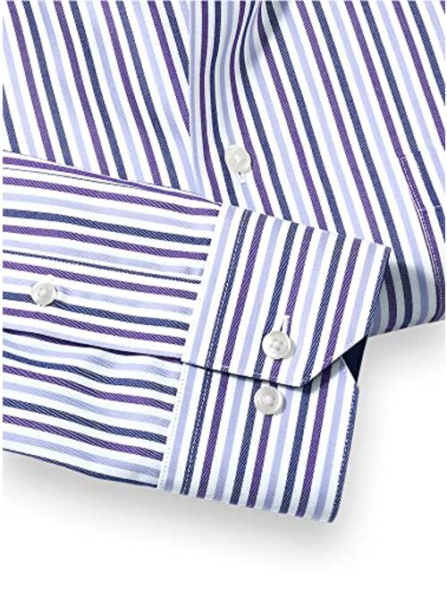 Paul Fredrick Men's Classic Fit Non-Iron Cotton Stripe Dress Shirt