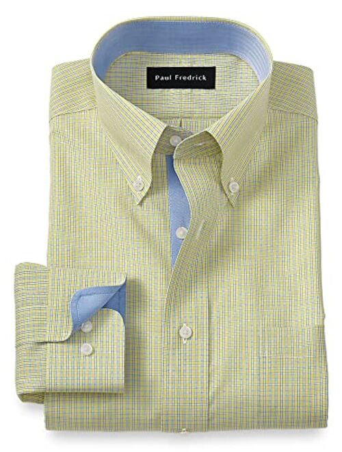 Paul Fredrick Men's Tailored Fit Non-Iron Cotton Check Dress Shirt