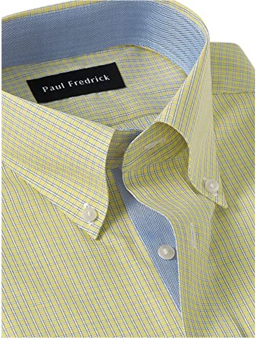 Paul Fredrick Men's Tailored Fit Non-Iron Cotton Check Dress Shirt