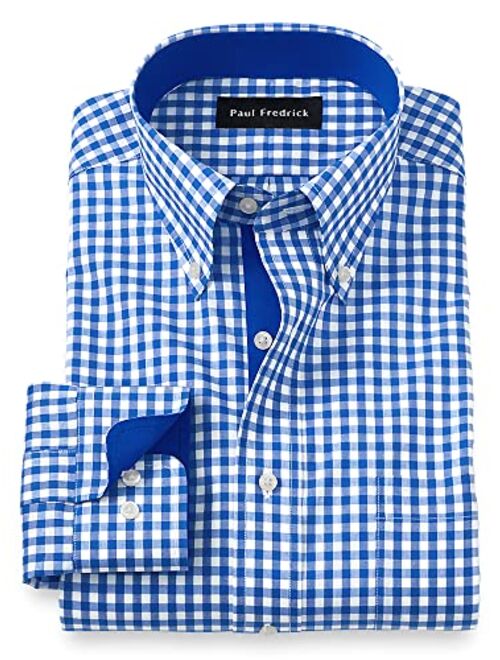 Paul Fredrick Men's Tailored Fit Non-Iron Cotton Check Dress Shirt