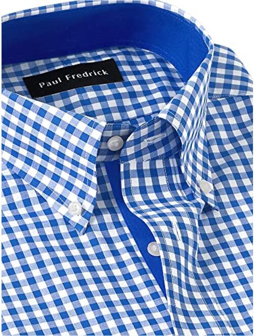 Paul Fredrick Men's Tailored Fit Non-Iron Cotton Check Dress Shirt