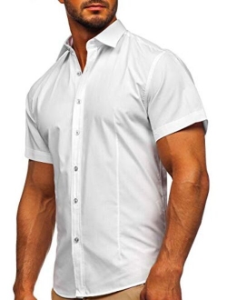 Tankaneo Men's Slim Fit Dress Shirts Wrinkle-Free Short Sleeve Casual Button Down Shirt