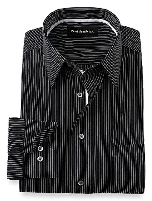 Paul Fredrick Men's Classic Fit Non-Iron Cotton Stripe Dress Shirt