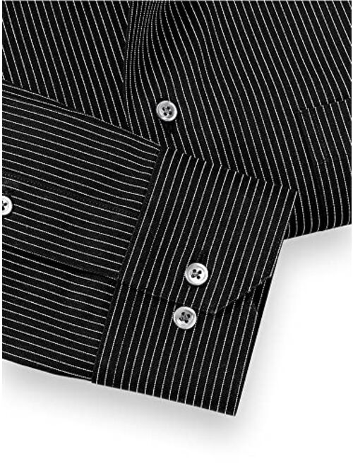 Paul Fredrick Men's Classic Fit Non-Iron Cotton Stripe Dress Shirt