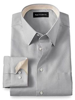 Paul Fredrick Men's Classic Fit Non-Iron Cotton Dot Dress Shirt