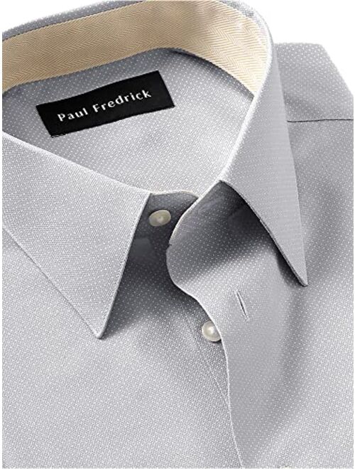 Paul Fredrick Men's Classic Fit Non-Iron Cotton Dot Dress Shirt