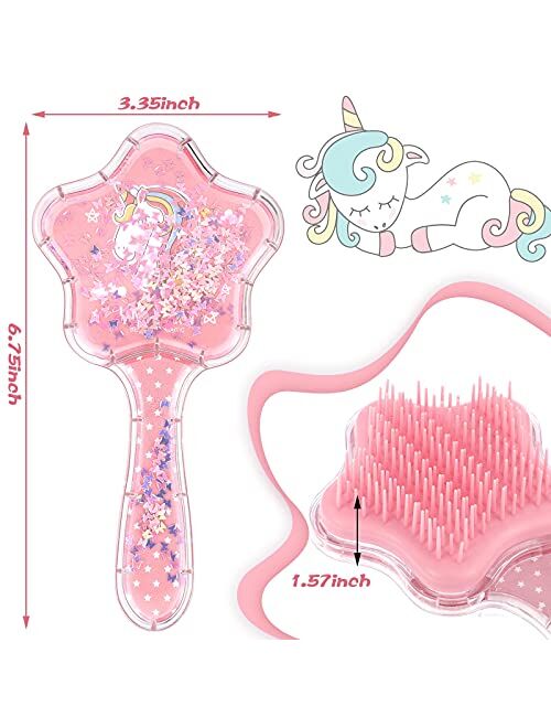 Patelai 2 Pieces Wet Hair Brush Unicorn Hair Brush Little Girls Hair Brush Detangling Brush Curly Straight Long or Short Hair Glide Through with Ease for Most Hair Types 