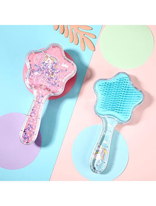 Patelai 2 Pieces Wet Hair Brush Unicorn Hair Brush Little Girls Hair Brush Detangling Brush Curly Straight Long or Short Hair Glide Through with Ease for Most Hair Types 