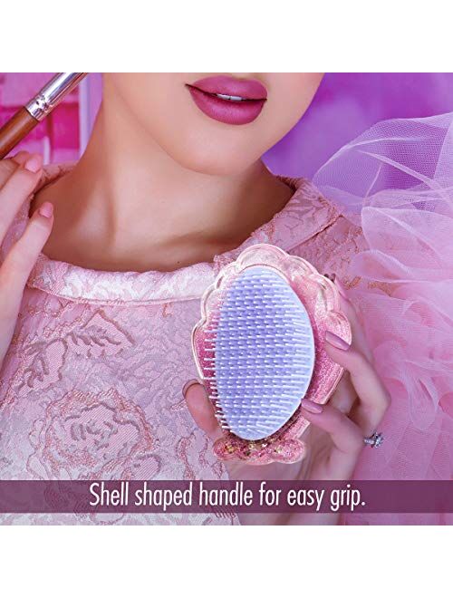 Luxspire Shell Shape Hair Brush, Handheld Hairdressing Anti-static Hair Scalp Massager Shiny Crystal Floating Sequins Hairbrush Comb Women Styling Tools for All Hair Type