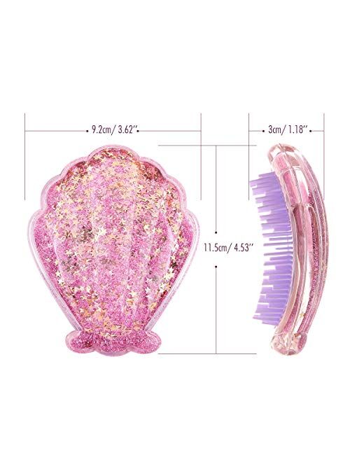 Luxspire Shell Shape Hair Brush, Handheld Hairdressing Anti-static Hair Scalp Massager Shiny Crystal Floating Sequins Hairbrush Comb Women Styling Tools for All Hair Type