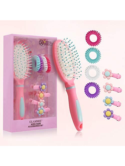 GLAMMIE Hair Brushes for kid, Hair Comb for girl and Paddle Brush, Great On Wet or Dry Hair, No More Tangle Hair Brush Set for Straight Long Thick Curly Natural Hair