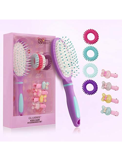 GLAMMIE Hair Brushes for kid, Hair Comb for girl and Paddle Brush, Great On Wet or Dry Hair, No More Tangle Hair Brush Set for Straight Long Thick Curly Natural Hair