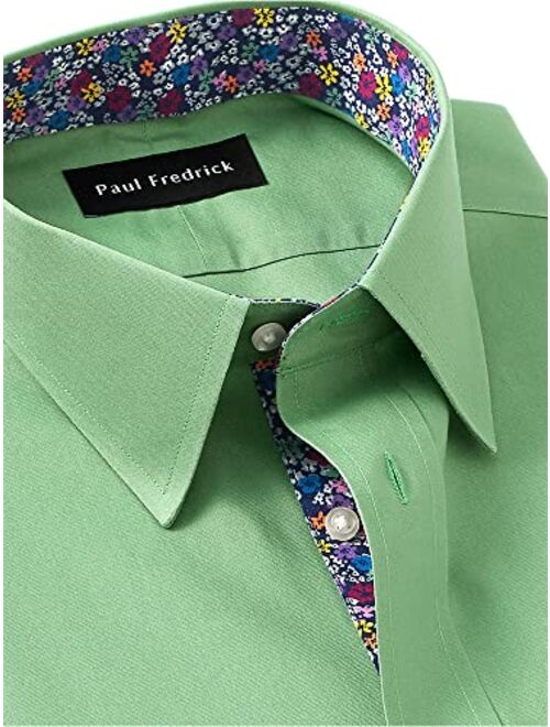 Paul Fredrick Men's Classic Fit Non-Iron Cotton Solid Dress Shirt