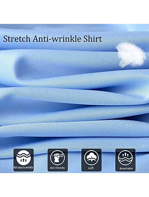 Genericq Men's Stretch Non-iron Anti-wrinkle Shirt, Solid Slim Fit Dress Shirts Long Sleeve Stretch Button Up Shirts for Men