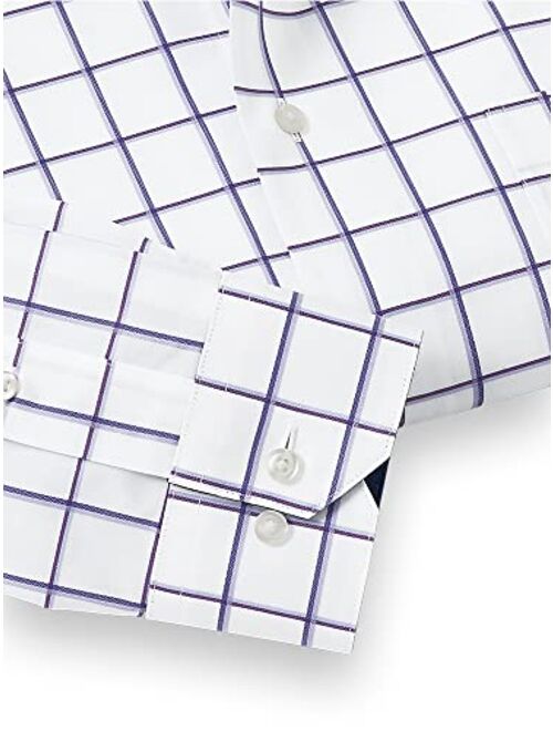 Paul Fredrick Men's Classic Fit Non-Iron Cotton Windowpane Dress Shirt