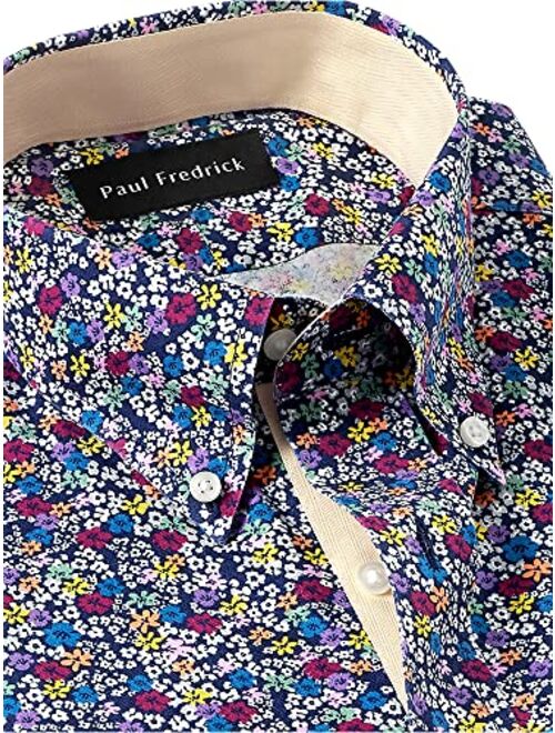 Paul Fredrick Men's Classic Fit Non-Iron Cotton Blend Floral Dress Shirt