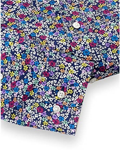 Paul Fredrick Men's Classic Fit Non-Iron Cotton Blend Floral Dress Shirt