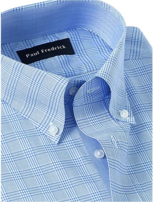 Paul Fredrick Men's Tailored Fit Non-Iron Cotton Plaid Dress Shirt