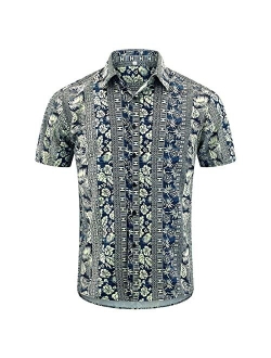 GRTXIN Men's Hawaiian Shirts Short Sleeve Aloha Casual Button Down Beach Shirts Regular Fit