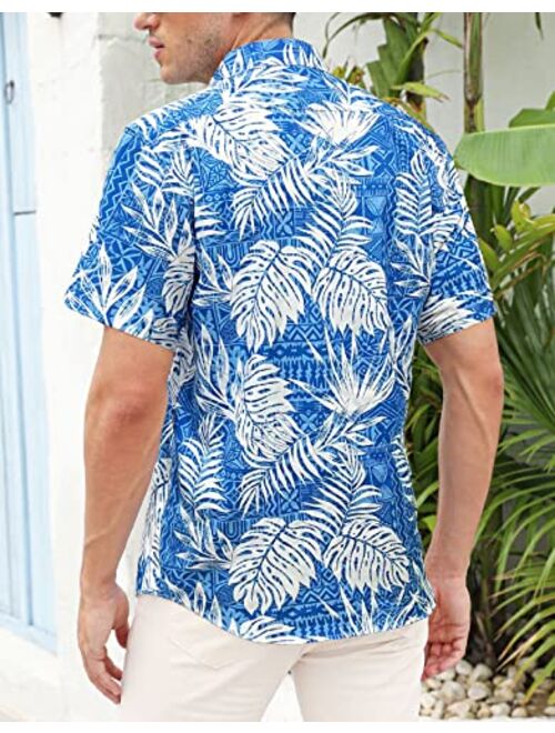 GRTXIN Men's Hawaiian Shirts Short Sleeve Aloha Casual Button Down Beach Shirts Regular Fit