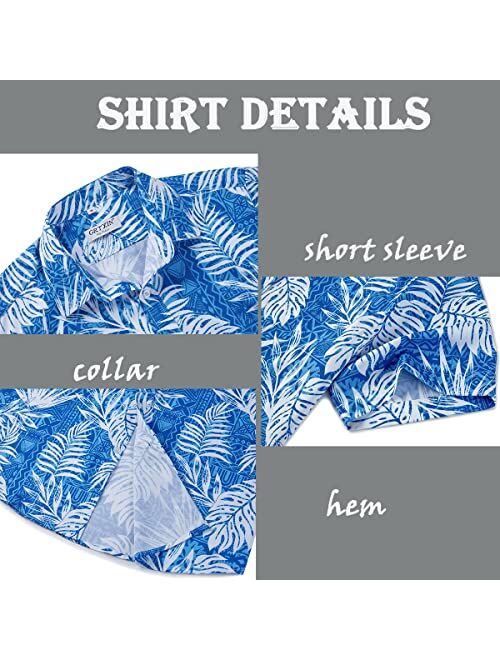 GRTXIN Men's Hawaiian Shirts Short Sleeve Aloha Casual Button Down Beach Shirts Regular Fit