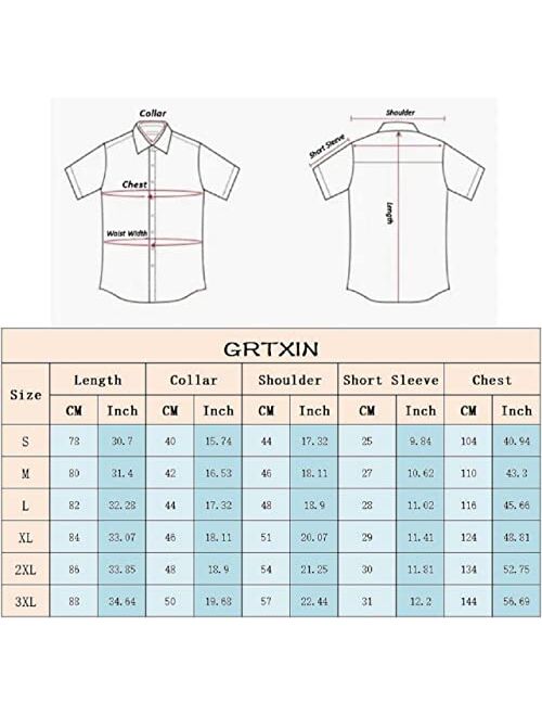 GRTXIN Men's Hawaiian Shirts Short Sleeve Aloha Casual Button Down Beach Shirts Regular Fit