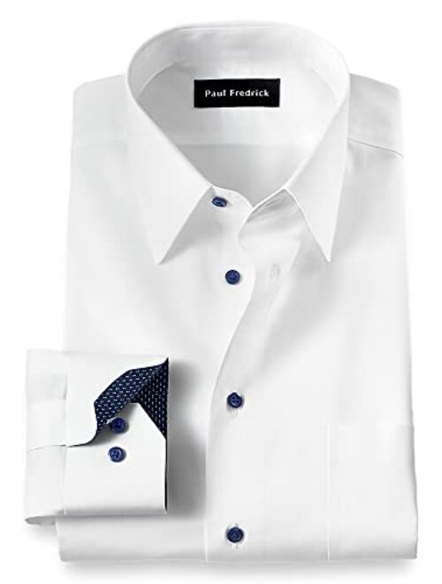 Paul Fredrick Men's Classic Fit Non-Iron Cotton Solid Dress Shirt