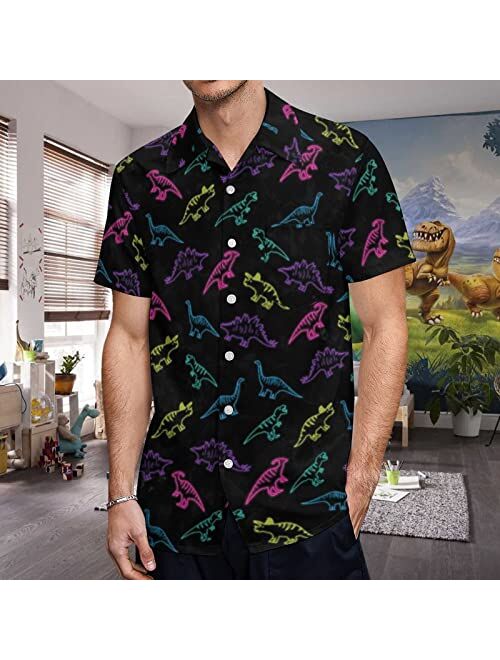 LARSD Men's Hawaiian Shirt Casual Button Down Short Sleeve Party Shirt Printed Funky Aloha Beach Shirt