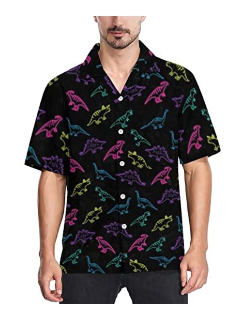 LARSD Men's Hawaiian Shirt Casual Button Down Short Sleeve Party Shirt Printed Funky Aloha Beach Shirt