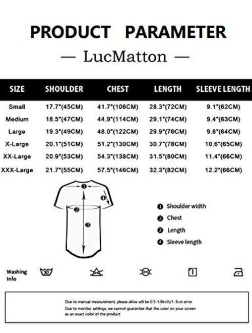 LucMatton Men's Linen Traditional Pattern Print Short Sleeve Button Down Hawaiian Shirts