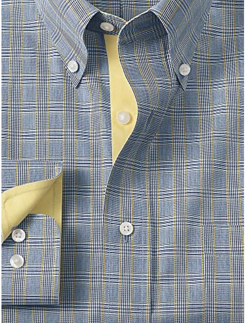 Paul Fredrick Men's Classic Fit Non-Iron Cotton Glen Plaid Dress Shirt