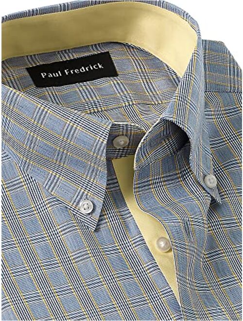 Paul Fredrick Men's Classic Fit Non-Iron Cotton Glen Plaid Dress Shirt