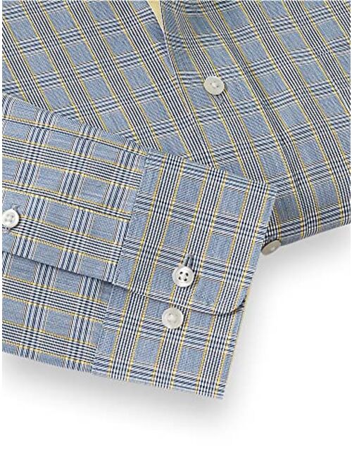 Paul Fredrick Men's Classic Fit Non-Iron Cotton Glen Plaid Dress Shirt