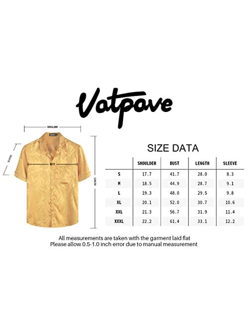 VATPAVE Mens Summer Jacquard Regular Fit Shirts Casual Button Down Short Sleeve Beach Tops with Pocket