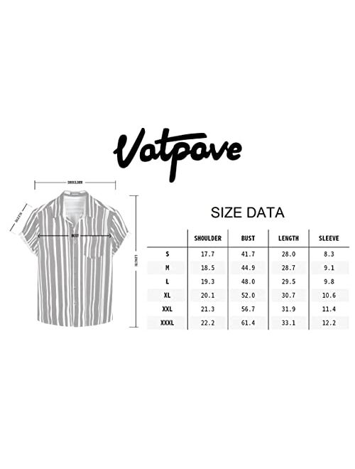 VATPAVE Mens Striped Summer Shirts Casual Button Down Short Sleeve Beach Shirts