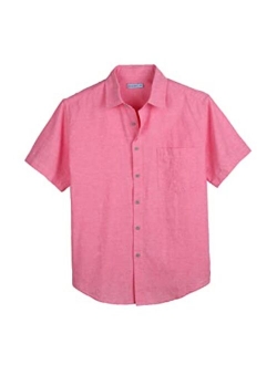 COEVALS CLUB Mens Linen Cotton Casual Button Down Lightweight Business Beach Summer Short Sleeve Shirts