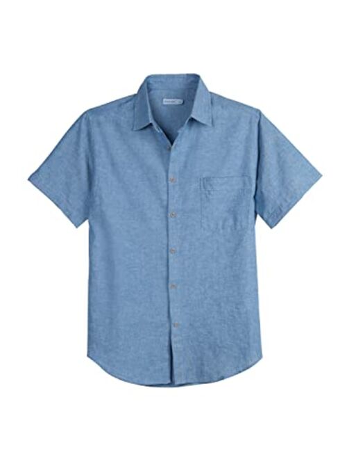 COEVALS CLUB Mens Linen Cotton Casual Button Down Lightweight Business Beach Summer Short Sleeve Shirts