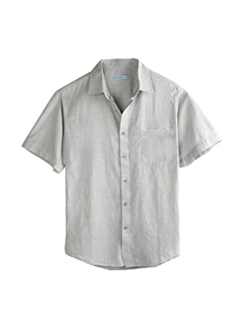 COEVALS CLUB Mens Linen Cotton Casual Button Down Lightweight Business Beach Summer Short Sleeve Shirts