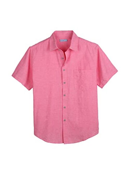 COEVALS CLUB Mens Linen Cotton Casual Button Down Lightweight Business Beach Summer Short Sleeve Shirts