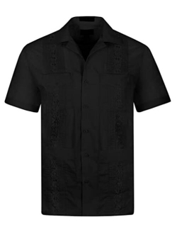 OmegaTux Omega Cuban Guayabera Short Sleeve Shirt, Wedding Cigar Beach Bartender Casual