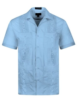 OmegaTux Omega Cuban Guayabera Short Sleeve Shirt, Wedding Cigar Beach Bartender Casual